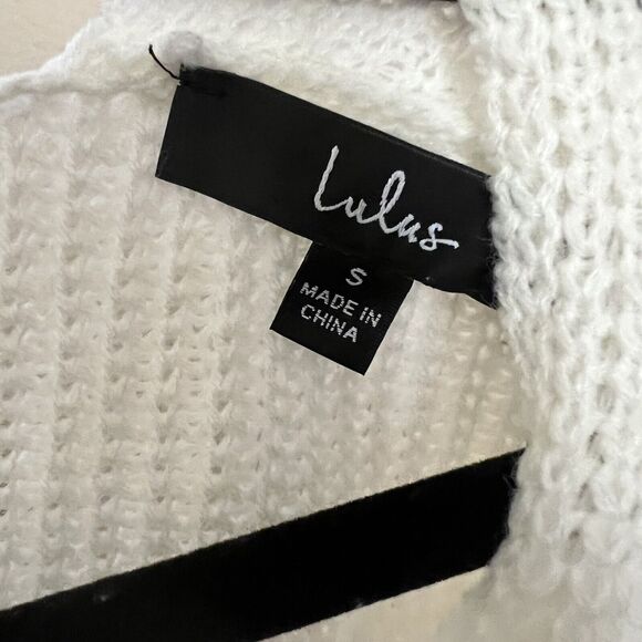 Lulu's NWT Mood Boster Sweater knit Ivory Cream Sz S Front Knot V Neck Stretch - Picture 6 of 8